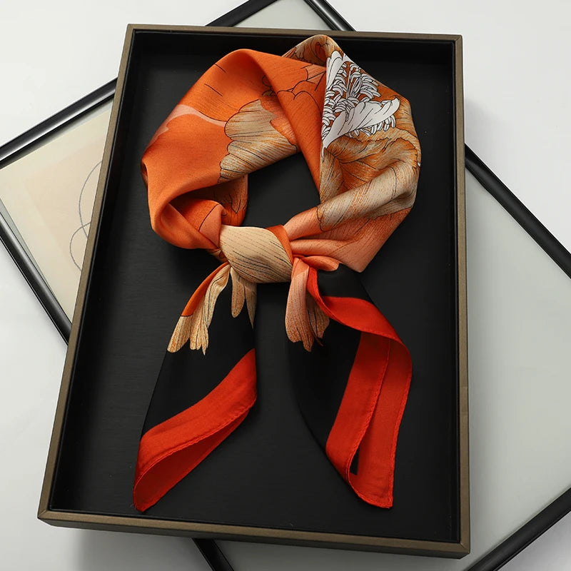 60Colors Luxury Scarf Women 70*70Cm Silk Feel Square Hair Wrapping Foulard Satin Shawl Big Size Head Bandana Hijab Handkerchief Quick Pick Grocers